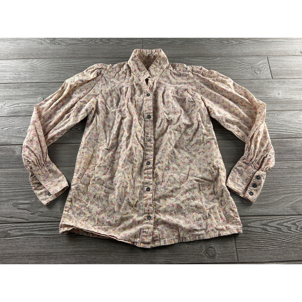 Frontier Classics Womens Small Floral Cotton Victorian Blouse Western Cream 342